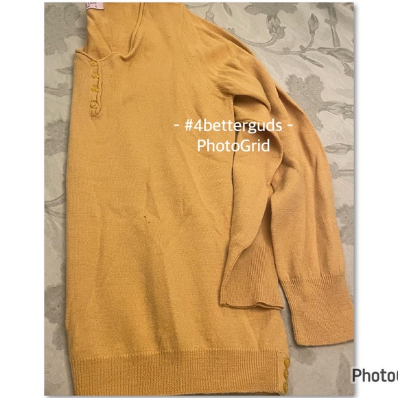 Brunella Gori 100% Fine Italian Merino Wool Lightweight Sweater Gold Large - Picture 4 of 16